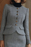 Grey 2 Piece Pencil Single Breasted Midi Tweed Outfits