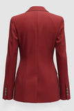 Dark Red Peak Lapel Slim Fitted Prom Blazer with Sleeves
