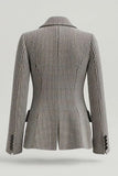 Grey Notched Lapel Single Breasted Tweed Work Blazer