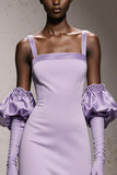 Light Purple Mermaid Thick Straps Long Formal Dress