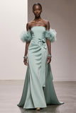 Mint Green Mermaid Strapless Satin Long Formal Dress