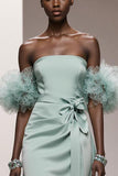 Mint Green Mermaid Strapless Satin Long Formal Dress