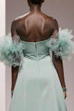 Mint Green Mermaid Strapless Satin Long Formal Dress