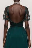 Dark Green Sweetheart Satin Mermaid Maxi Formal Dress with Sleeves