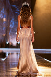 Champagne High Neck Mermaid Satin Long Pageant Dress with Cape