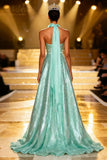 Sparkly Mint Green Strapless A Line Sequin Long Pageant Dress