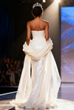 Sparkly White Sequins Mermaid Strapless Maxi Pageant Dress