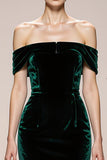 Simple Dark Green Mermaid Velvet Long Formal Dress