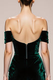 Simple Dark Green Mermaid Velvet Long Formal Dress