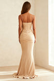 Ivory Mermaid Ruched Maxi Formal Dress