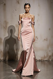 Light Pink Satin Off the Shoulder Mermaid Long Formal Dress