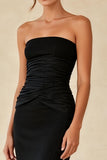 Simple Black Mermaid Strapless Maxi Formal Dress