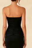 Simple Black Mermaid Strapless Maxi Formal Dress