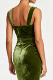 Simple Olive Velvet Mermaid Long Formal Dress