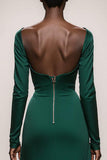 Dark Green Mermaid Satin Sweetheart Maxi Formal Dress with Ruffles