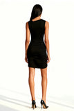 Simple Black Asymmetrical Bodycon Short Cocktail Dress