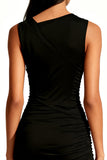 Simple Black Asymmetrical Bodycon Short Cocktail Dress