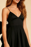Black Spaghetti Straps A Line Short Cocktail Dress with Bow