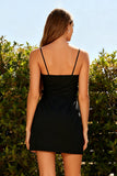 Black Tight Spaghetti Straps Short Cocktail Dress with Bows