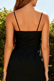 Black Tight Spaghetti Straps Short Cocktail Dress with Bows
