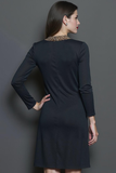 Black Leopard Round Neck Slim Fit Pencil Short Work Dress