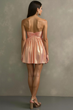 Metallic Light Pink A Line Sweetheart Short Cocktail Dress