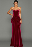 Sweetheart Mermaid Long Cabernet Velvet Formal Dress