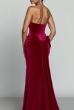 Sweetheart Mermaid Long Cabernet Velvet Formal Dress