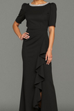 Mermaid Ruffled Maxi Black Formal Dress with Beading