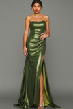 Sparkly Sequin Olive Strapless Mermaid Maxi Holiday Party Dress