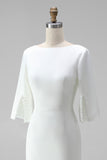 Midi Sheath Bateau Neck White Formal Dress