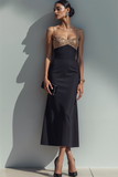 Black Mermaid Spaghetti Straps Long Evening Dress