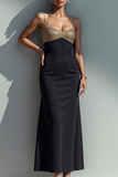 Black Mermaid Spaghetti Straps Long Evening Dress
