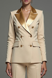 Champagne 2 Piece Peak Lapel Fitted Business Suit