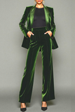 Olive Shawl Lapel Velvet 2 Piece Business Suit