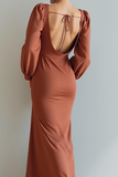 Bronzer Maxi Cowl Neck Satin Formal Dress with Slit