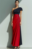 Brown Sheath One Shoulder Ruched Maxi Formal Dress