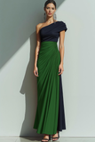 Brown Sheath One Shoulder Ruched Maxi Formal Dress