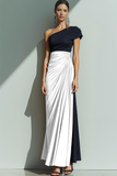 Brown Sheath One Shoulder Ruched Maxi Formal Dress