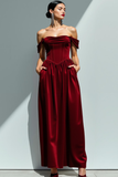 Dark Green Corset Sheath Velvet Maxi Evening Dress with Pockets