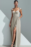 Desert Rose Corset Velvet Sheath Long Evening Dress with Slit