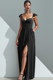 Desert Rose Corset Velvet Sheath Long Evening Dress with Slit