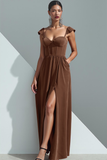 Desert Rose Corset Velvet Sheath Long Evening Dress with Slit