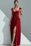 Desert Rose Corset Velvet Sheath Long Evening Dress with Slit