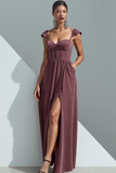 Olive Velvet Corset Sheath Long Evening Dress with Slit