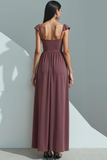 Olive Velvet Corset Sheath Long Evening Dress with Slit
