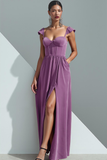 Olive Velvet Corset Sheath Long Evening Dress with Slit