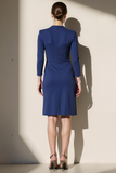 Blue Bodycon Keyhole Short Evening Dress with Sleeves