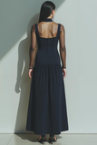 Black High Neck Sheath Long Sleeves Formal Dress