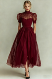 Black High Neck A Line Long Evening Party Dress with Pockets
